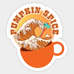 GREAT WAVE OF PUMPKIN SPICE, CASCADIA STYLE Sticker